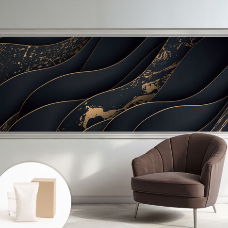 Papier peint intissé avec imprimé pour décoration intérieure pour rénovation a motif - Colle incluse gratuite Vagues élégantes 250x104 cm (1/5)