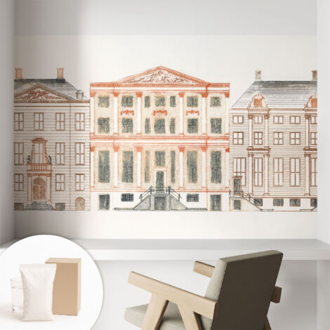 Papier peint intissé mural classique avec imprimé motifs décoratifs design élégant non‑tissé Bâtiments classiques 104x70 cm (1/5)