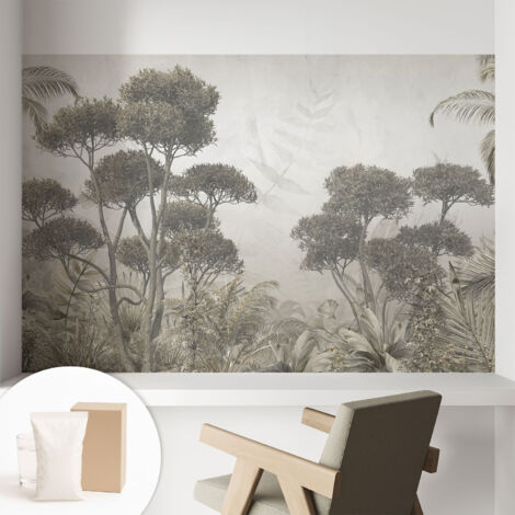 Papier peint intissé décoratif pour salon chambre et cuisine Facile à poser avec colle Jungle tropicale 104x70 cm (1/5)