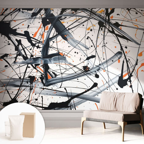 Papier peint intissé avec imprimé pour décoration intérieure pour rénovation a motif - Colle incluse gratuite Chaos énergique 312x219 cm (1/5)