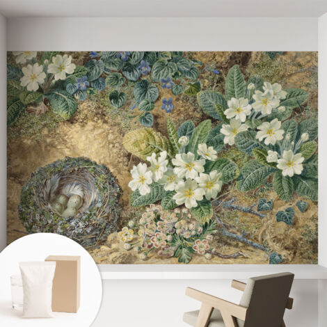 Papier peint intissé décoratif avec motifs pour salon et chambre a motif - Colle incluse gratuite Composition printanière 152x104 cm (1/5)