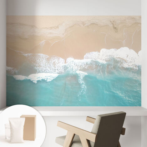 Papier peint intissé mural classique avec imprimé motifs décoratifs design élégant non‑tissé Vagues murmurantes 104x70 cm (1/5)