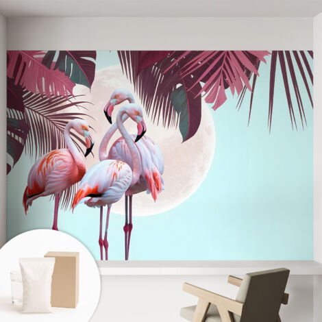 Papier peint intissé décoratif pour salon chambre et cuisine Facile à poser avec colle Oiseaux exotiques 152x104 cm (1/5)