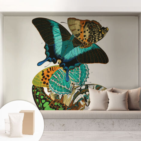 Papier peint intissé avec imprimé pour décoration intérieure pour rénovation a motif - Colle incluse gratuite Papillons colorés 208x146 cm (1/5)