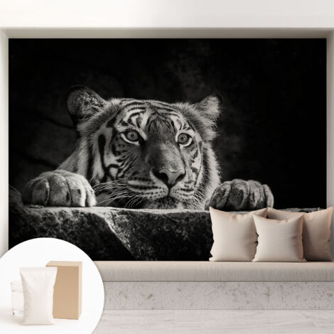 Papier peint intissé mural avec imprimé motifs uniques apparence moderne - Colle incluse gratuite Regard prédateur 208x146 cm (1/5)