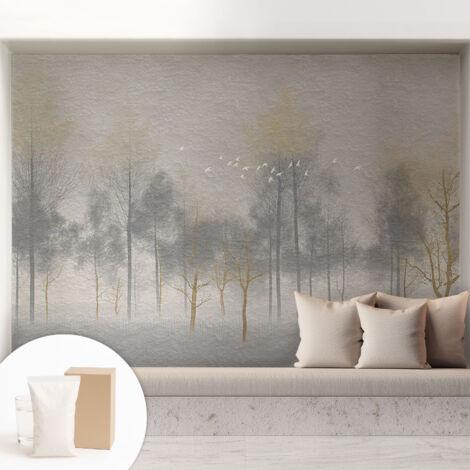 Papier peint intissé avec imprimé pour décoration intérieure pour rénovation a motif - Colle incluse gratuite Harmonie forestière 208x146 cm (1/5)
