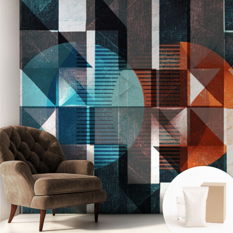 Papier peint intissé mural avec imprimé motifs uniques apparence moderne - Colle incluse gratuite Formes abstraites 250x250 cm (1/5)