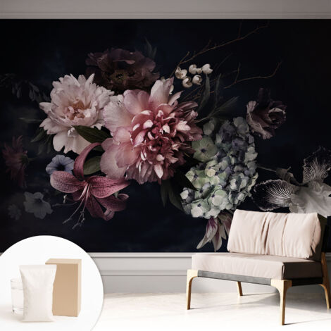 Papier peint intissé avec imprimé pour décoration intérieure pour rénovation a motif - Colle incluse gratuite Composition florale 312x219 cm (1/5)