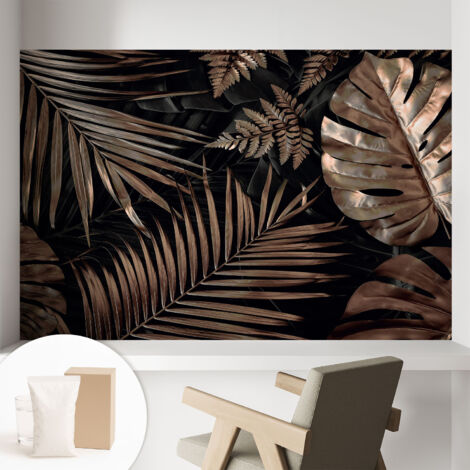 Papier peint intissé décoratif pour salon chambre et cuisine Facile à poser avec colle Feuilles exotiques 104x70 cm (1/5)