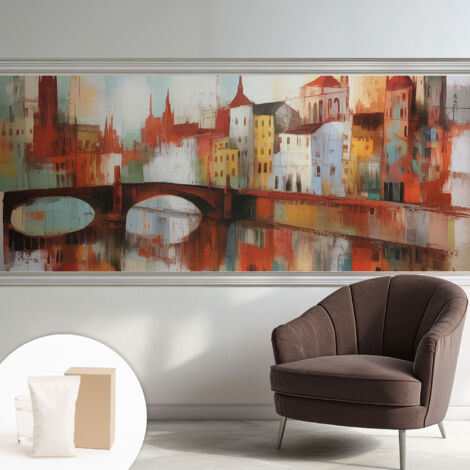 Papier peint intissé mural classique avec imprimé motifs décoratifs design élégant non‑tissé Paysage urbain 250x104 cm (1/5)