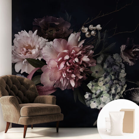 Papier peint intissé avec imprimé pour décoration intérieure pour rénovation a motif - Colle incluse gratuite Composition florale 250x250 cm (1/5)