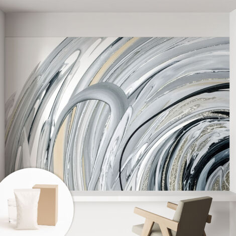 Papier peint intissé avec imprimé pour décoration intérieure pour rénovation a motif - Colle incluse gratuite Marbre abstrait 152x104 cm (1/5)