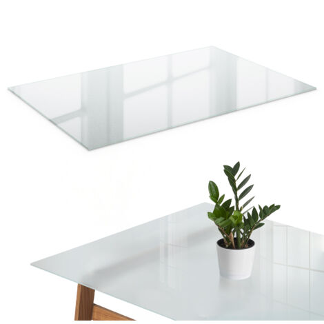 Plateau en verre - givré de table - pour table à manger - en verre résistant aux rayures - avec effet décoratif - en verre moderne - 120x80 cm