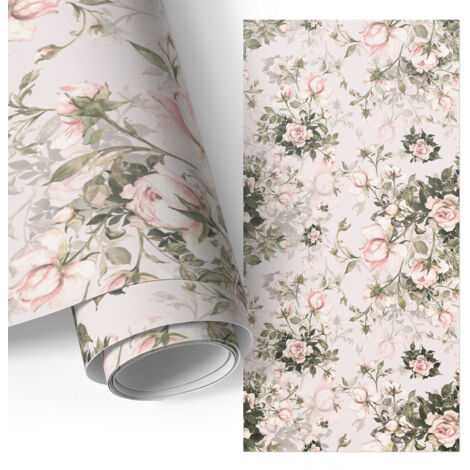 Film auto-adhésif - adhésif décoratif - rénovation facile - pour meubles - pour escaliers - pour étagères Fleurs vintage 75x150 cm (1/5)