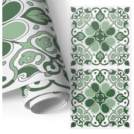 Film adhésif - adhésif décoratif - facile à poser - pour meubles - pour cuisine - pour table Carreaux verts 50x100 cm (1/5)