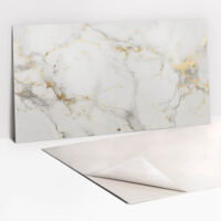 Panneau décoratif mural autocollant en vinyle imperméable – Marbre élégant et or 100 x 50 cm – Épaisseur 1.6 mm, auto-adhésif, facile à entretenir