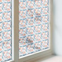 Film pour Vitre Intimité 100x116 pour Chambre Cuisine Salle de Bain Vitrail Protection Adhésif Collés sur le Verre Décoratif Un festin floral