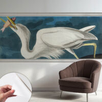 Papier peint autocollant avec imprimé pour décoration intérieure pour rénovation a motif Oiseau avec un poisson 250x104 cm