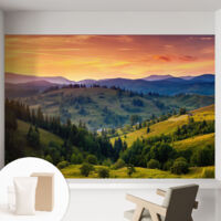 Papier peint intissé mural avec imprimé pour décoration pour salon pour chambre à coucher pour entrée Paysage de montagne 152x104 cm