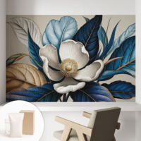 Papier peint intissé mural avec imprimé pour décoration pour salon pour chambre à coucher pour entrée Flore élégante 104x70 cm