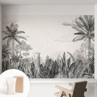 Papier peint intissé mural avec imprimé motifs uniques apparence moderne - Colle incluse gratuite Décor tropical 152x104 cm
