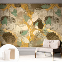 Papier peint intissé décoratif avec colle pour salon chambre et bureau Installation rapide Beauté végétale 312x219 cm