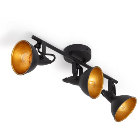 Lámpara de Techo Orientable Aluminio 3 Focos Negro Emer Negro
