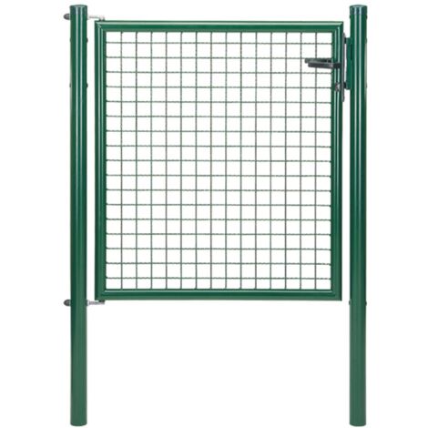 Wellengitter-Einzeltor, grün 1000x1000mm, incl.Pfosten Ø60 (1/4)