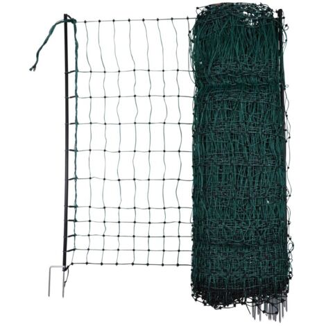 Kerbl Geflügelnetz (E-fähig, 50m x 106cm, 15 Pfähle, Hühner/Gänse) grün 292272 (1/4)