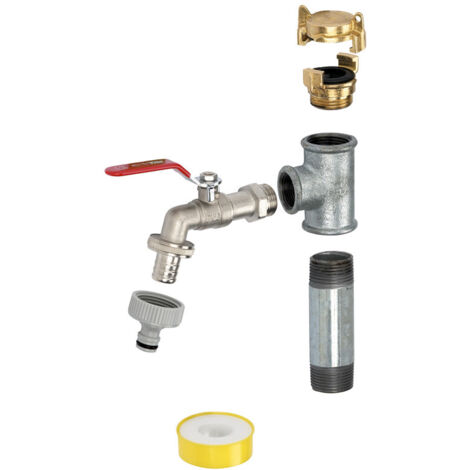 Metabo Pumpenmontage Set MSD 200-HWW/P – Kugelauslaufhahn mit Tülle – Dichtband für Druckanschluss – 200 mm Baulänge (1/3)