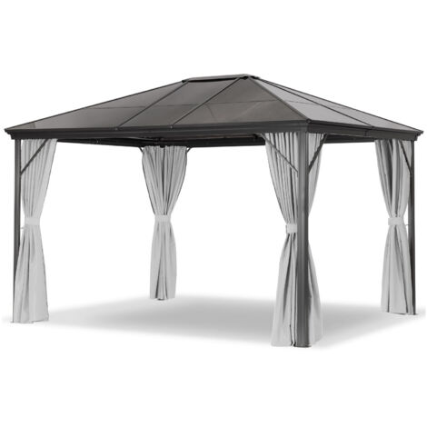 Leco Profi-Pavillon Metall-Gartenüberdachung 300 x 365 cm, graues Dach/ Seitenteile in lichtgrau (1/5)
