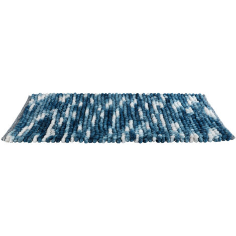 WENKO Badteppich Urdu Blau 60 x 90 cm, Mit Melagne-Effekt, Blau, Polyester blau, Baumwolle (1/5)