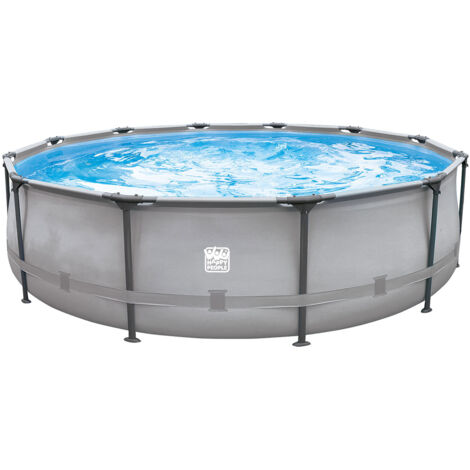 Stahlrahmen-Pool-Set, Leiter und Pumpe, Ø 360 x H 100 cm (1/5)