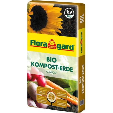 Floragard Bio Kompost - Erde 50L, Komposterde,  Pflanzerde, Blumenerde, Gemüseerde, Gartenerde (1/3)