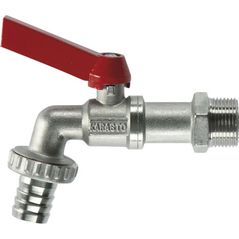 GARDENA 07333-20 Kugel-Auslaufhahn 1"  Schlauch-Anschluss 19 mm (3/4") Ø Silber, Rot (1/2)