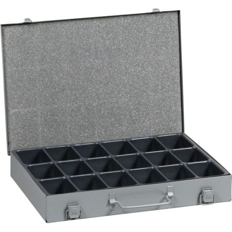 Metall-Kleinteilekoffer EuroPlus Metall 34/18 - mit 18 Fächern - Außenmaße (B x T x H) 335 x 250 x 53 mm (1/3)