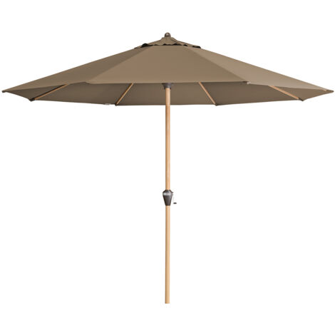 Doppler Sonnenschirm / Kurbelschirm "Alu Wood Ultra 350", Ø 350 cm, greige, Bezug Polyestergewebe, Gestell Aluminium/Stahl, 9,3 kg Sonnenschirm / Kurbelschirm "Alu Wood Ultra 350", greige, Ø 350 cm