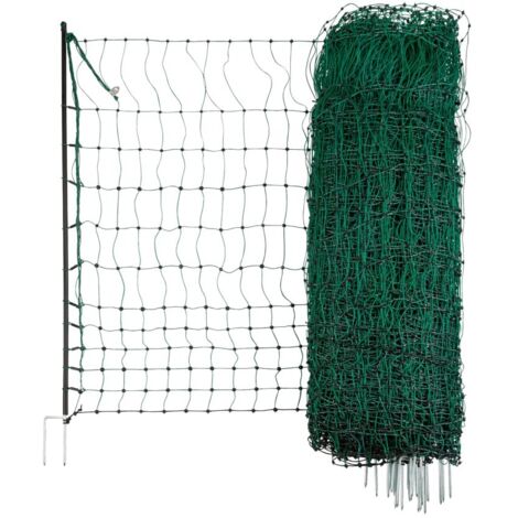 Kerbl Geflügelnetz (E-fähig, 15m x 106cm, 6 Pfähle, m. Doppelspitze) grün 292274 (1/5)
