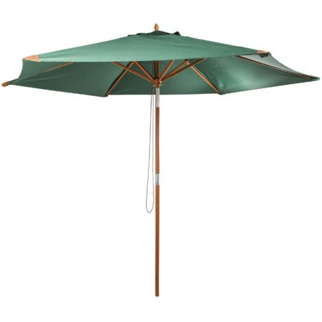 Sonnenschirm aus Holz D. 300 cm UV50+, 6 Rippen, grün (1/4)
