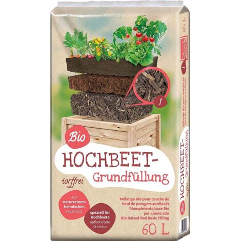 60 L Floragard Uni Bio Hochbeet Grundfüllung, Hochbeetfüllung, aus heimischen Gehölzen (1/3)