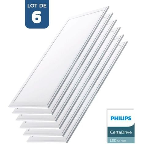 Lot de 6 - Panneau LED 120x30 extra-plat - Driver Philips - 44W - Blanc Froid