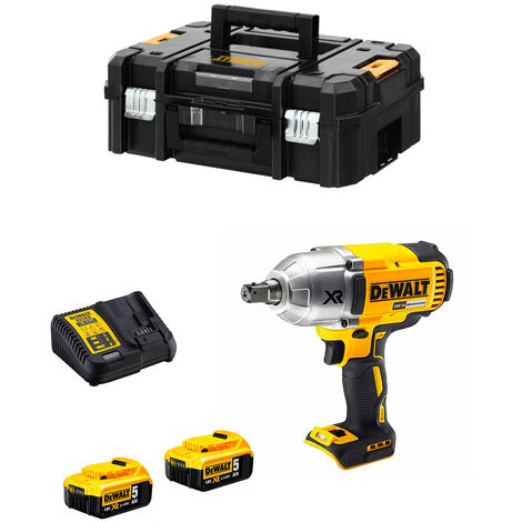 Chiave a percussione senza spazzole 18V DEWALT 950Nm + 2 batterie Li-Ion 5Ah + caricabatterie + valigetta Tstak - DCF899P2