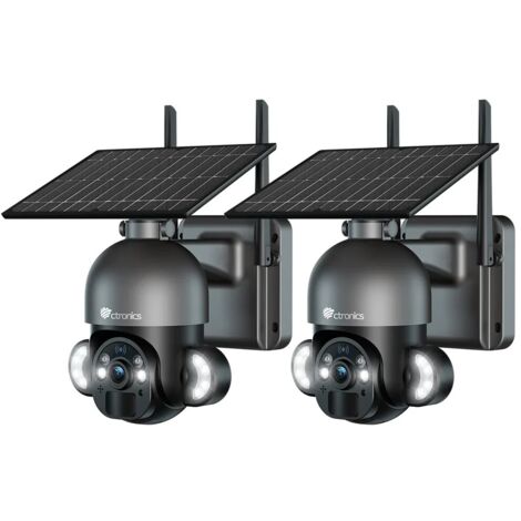 Caméra de surveillance WiFi solaire extérieure 4MP 2.5K – Vision nocturne couleur – Détection humaine PIR – Audio bidirectionnel – Lot de 2