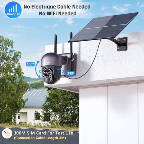 Xega 3G/4G LTE Caméra Surveillance Solaire 20W Panneau Solaire 20,000mAh Batterie 2K Caméra Extérieure sans Fil Enregistrement 24/7 Vision Colorée Détection Mouvement PIR Classe énergétique A+++