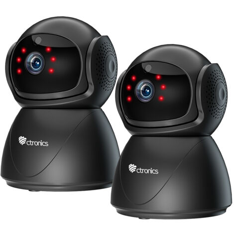 Ctronics 5MP Caméra Surveillance Intérieure 2.4/5Ghz WiFi Détection Humaine/Mouvement, Suivi Auto, Vision Nocturne 20M, Audio Bidirectionnel pour Bébé/Animaux (Noir)Lot de 2 (1/5)