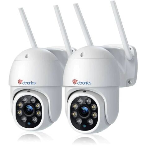Lot de 2 caméras de surveillance WiFi extérieure PTZ 1080P – Vision nocturne couleur – Détection humaine – Suivi automatique – Étanchéité IP66