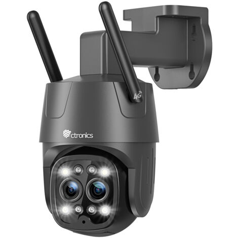 Caméra Surveillance WiFi Extérieure Ctronics 360° PTZ - Vision Nocturne Couleur 30M, Détection Humaine & Suivi Auto - Blanc