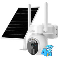 Xega Caméra de surveillance extérieure 4G solaire 2K, batterie 10000mAh, rotation 355°/90°, vision nocturne, audio bidirectionnel, carte SIM 300 Mo incluse