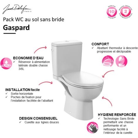 WC à poser sans bride JACOB DELAFON Gaspard économie d'eau + abattant