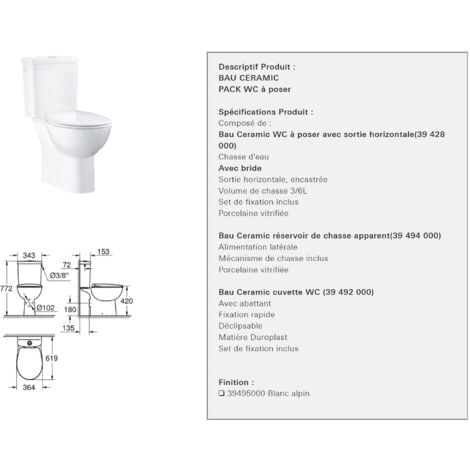 PACK WC avec bride à poser GROHE Bau Ceramic